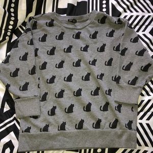 Forever 21 Gray and Black Cat Sweater